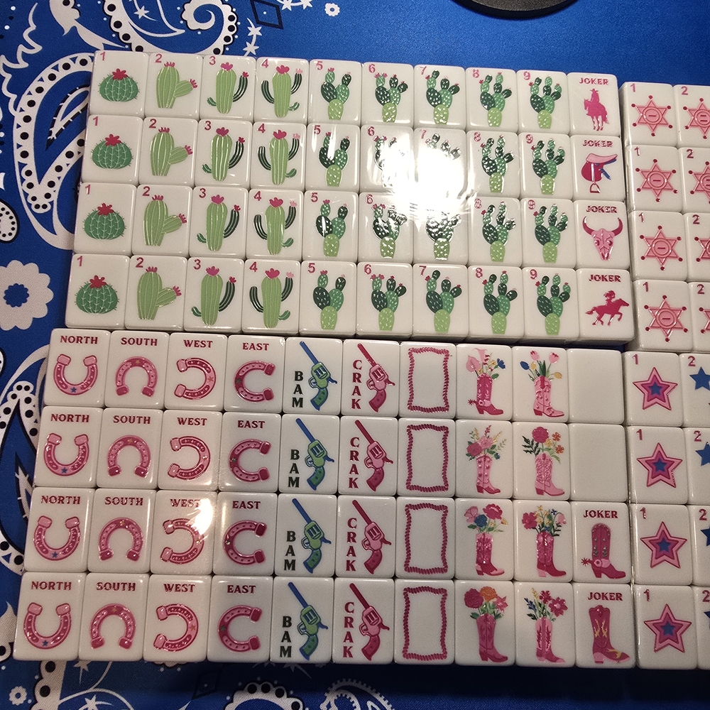 Southwest Pink Cowboy Hat n Boots Mahjong Tiles - Picture 7 of 8